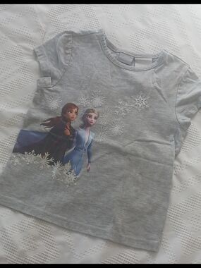 Disney Frozen Girls' 4T Grey Elsa & Anna Graphic Tee